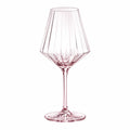 Calice da vino 450 ml in vetro rosa 22 cm - design sfaccettato