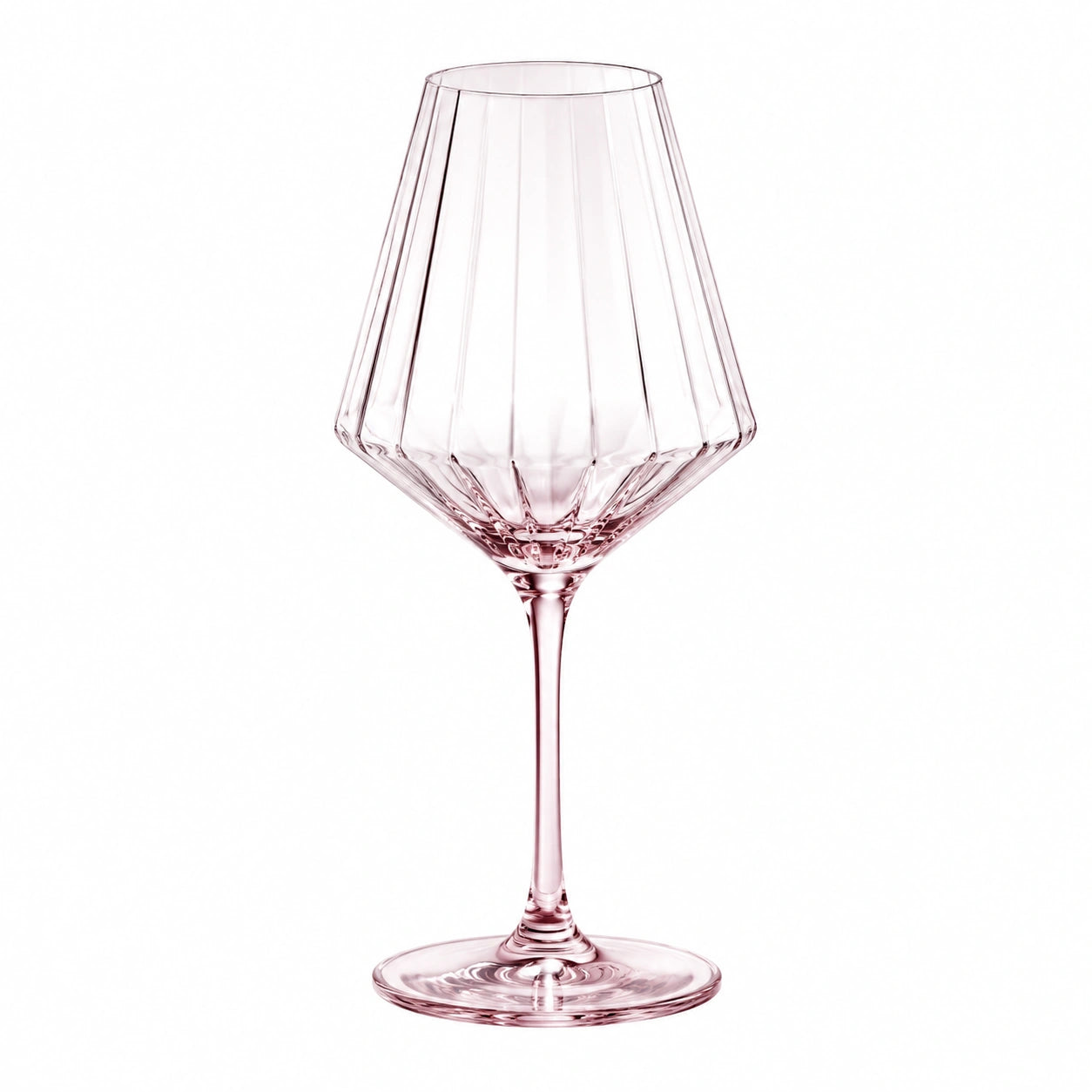 Calice da vino 450 ml in vetro rosa 22 cm - design sfaccettato