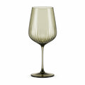 Calice da vino 500 ml in vetro verde oliva con stelo design scanalato