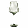 Calice da vino 500 ml in vetro verde con stelo e scanalature