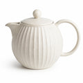 Teiera in ceramica avorio 700 ml con coperchio e superficie scanalata