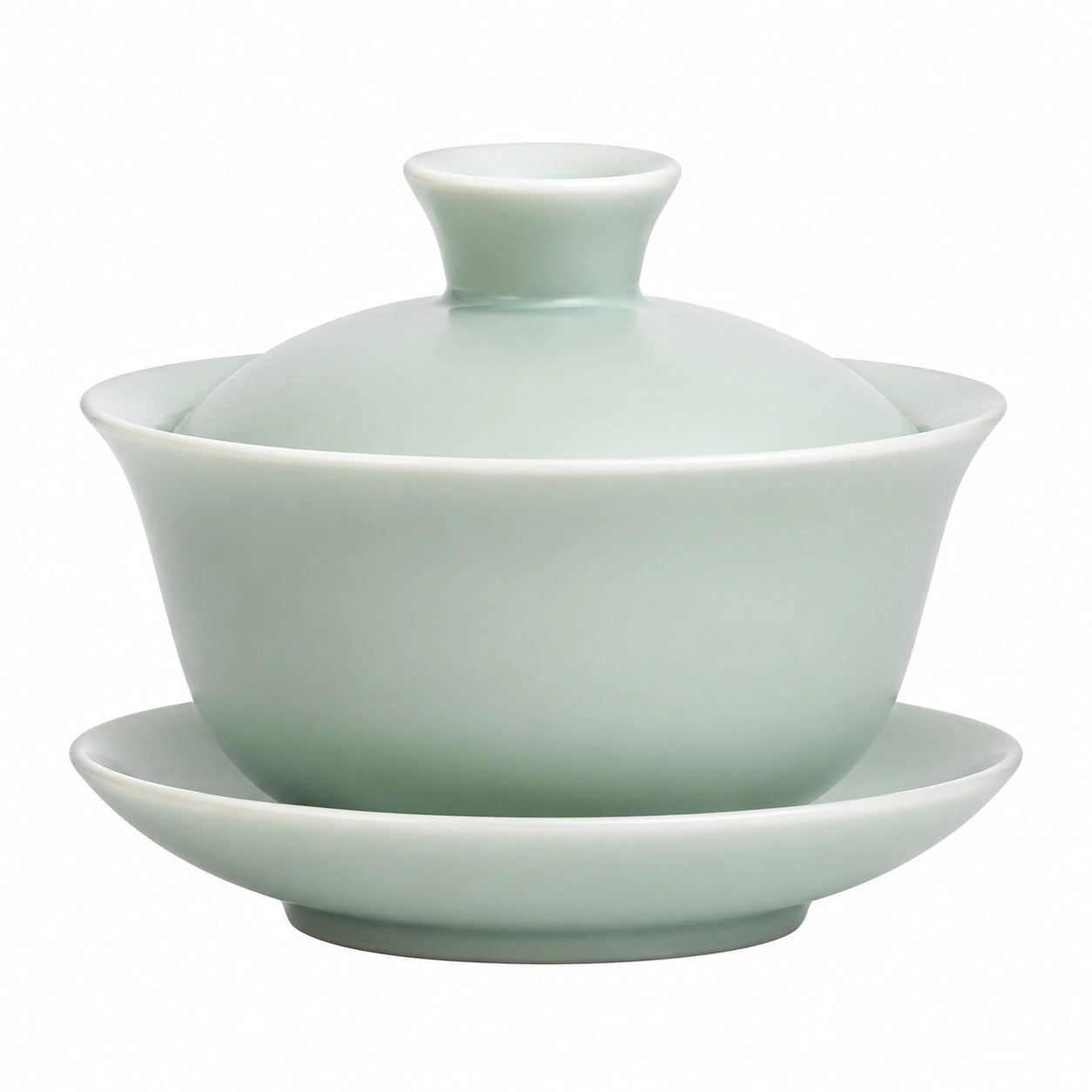 Gaiwan da tè in ceramica verde celadon 150 ml - Set con coperchio e piattino