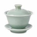 Gaiwan da tè in ceramica verde celadon 150 ml con coperchio e piattino