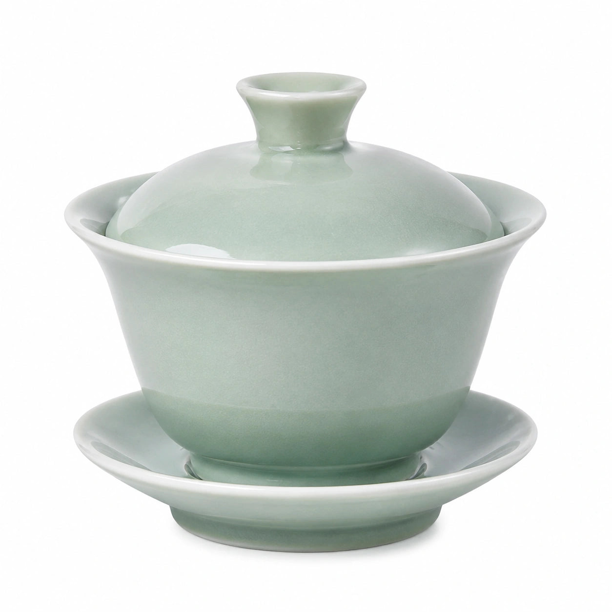 Gaiwan da tè in ceramica verde celadon 150 ml con coperchio e piattino