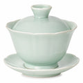 Tazza Gaiwan da tè 11.5 cm in porcellana verde celadon con coperchio e piattino