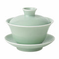 Gaiwan in ceramica verde celadon 180 ml con coperchio e piattino per tè