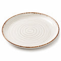Piatto piano rotondo 27 cm in ceramica bianco e marrone - motivo a spirale