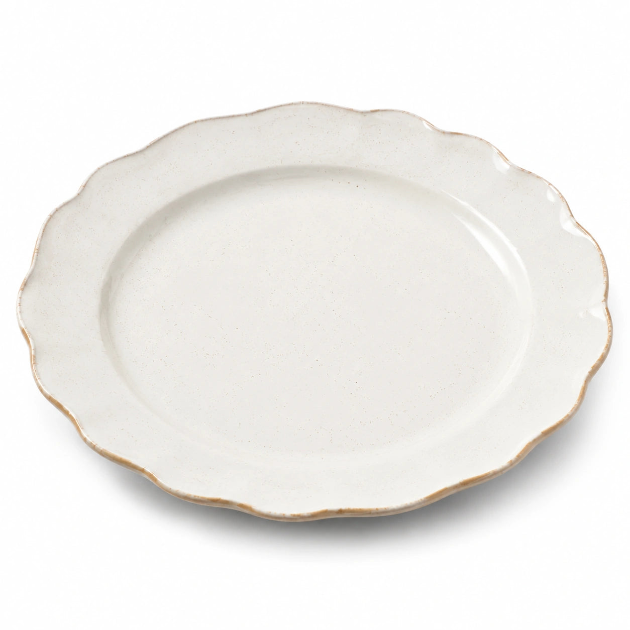 Piatto piano 26 cm in ceramica avorio con bordo ondulato