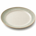 Piatto ovale 32 cm in ceramica avorio e verde salvia con bordo scanalato per servire