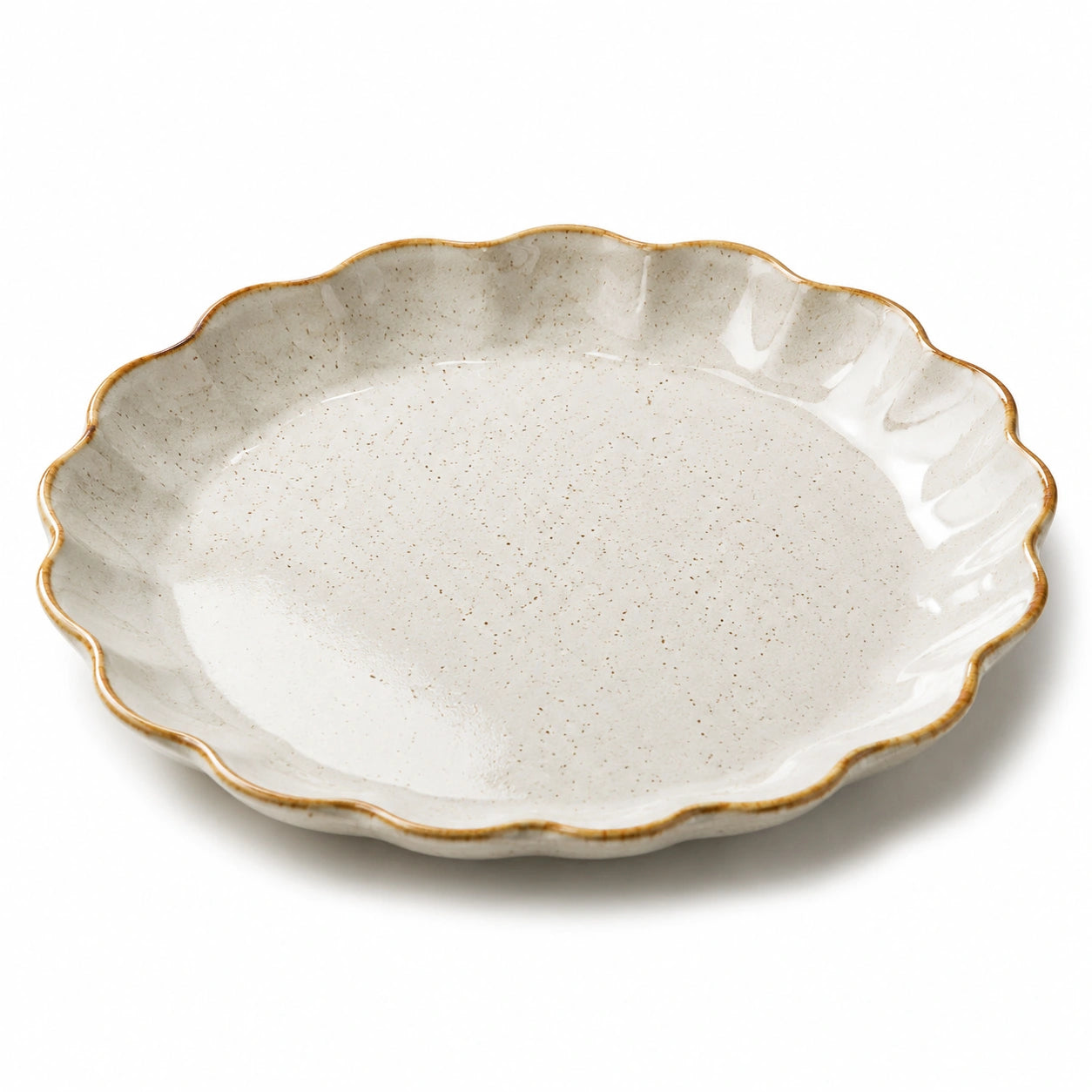 Piatto fondo 26 cm in ceramica avorio con bordo ondulato
