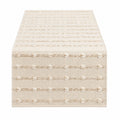 Runner da tavola 33 x 180 cm in tessuto beige con trama intrecciata decorativa