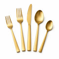 Set posate 5 pezzi in acciaio inox dorato - finitura satinata per tavola