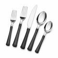 Set posate da tavola 5 pezzi 18.5-23 cm in acciaio inox nero e argento