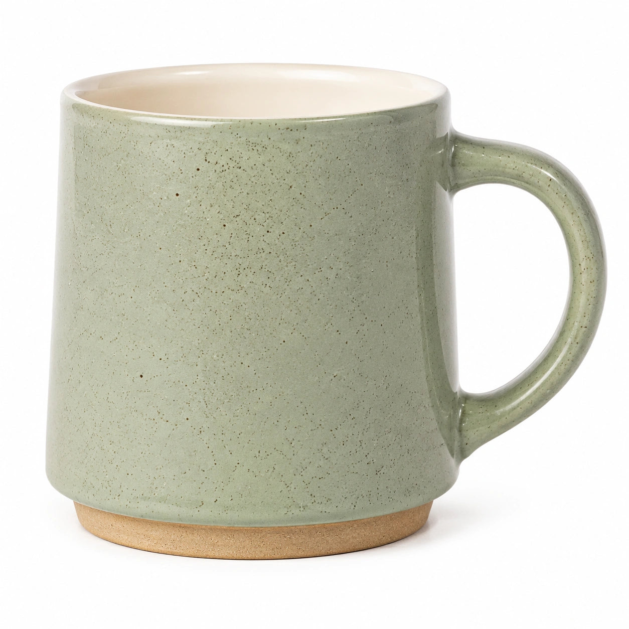 Tazza in ceramica 400 ml verde salvia smaltata con manico stile rustico