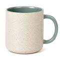Tazza in ceramica 400 ml beige e verde con manico - stile puntinato per bevande calde