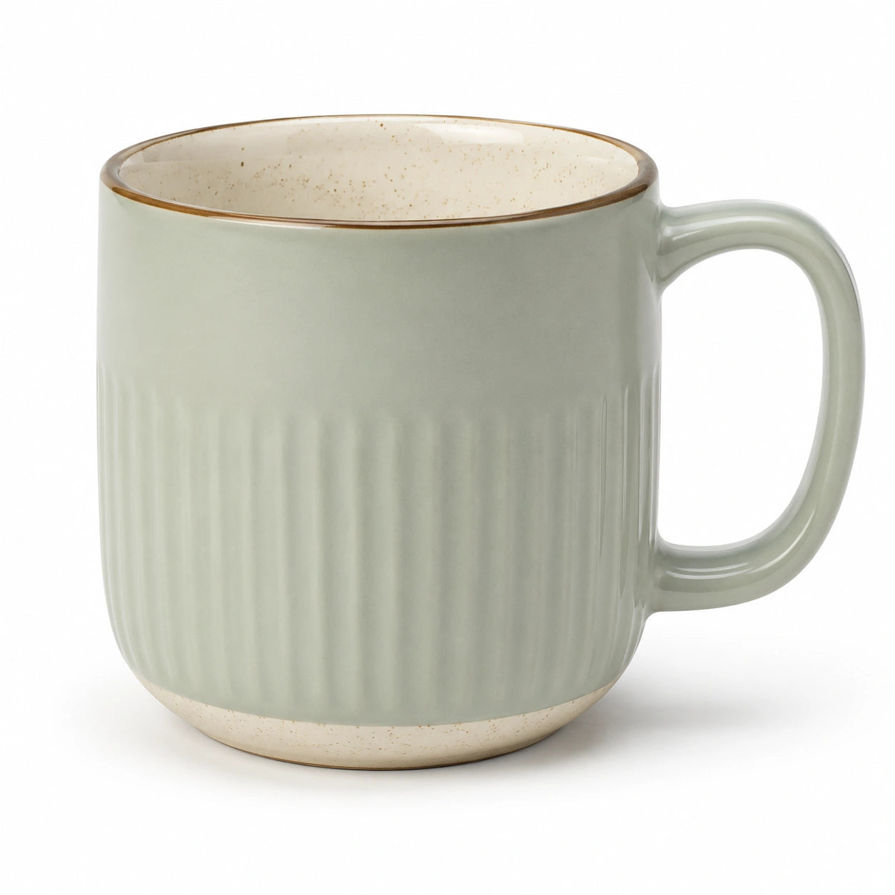 Tazza in ceramica 450 ml verde salvia con rilievi verticali