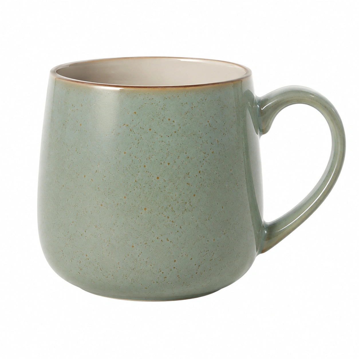 Tazza 400 ml in ceramica verde salvia con manico - stile rustico