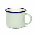 Tazza smaltata 350 ml verde chiaro con bordo blu stile retrò