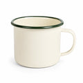 Tazza 350 ml in metallo smaltato avorio e verde - stile retrò per bevande calde e fredde